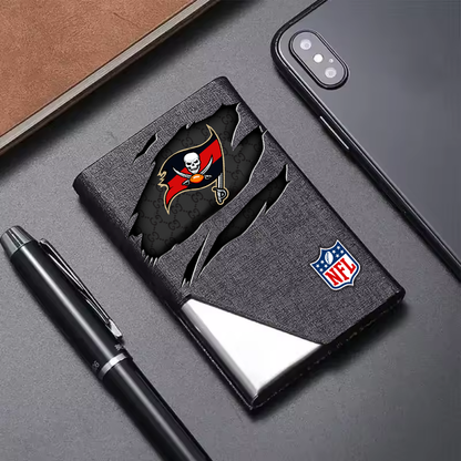 Custom Name Tampa Bay Buccaneers Card Holder PU Leather Name Card Holder Card Case Stainless Steel Credit Cards Pocket V1
