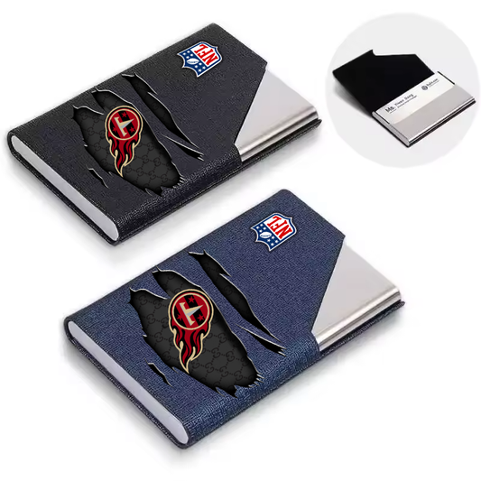 Custom Name Tennessee Titans Card Holder PU Leather Name Card Holder Card Case Stainless Steel Credit Cards Pocket V1