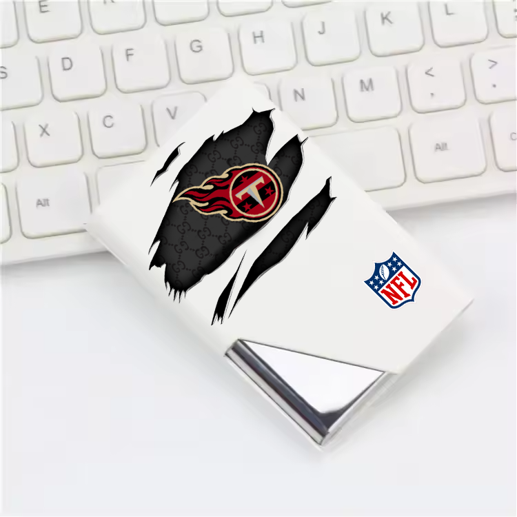 Custom Name Tennessee Titans Card Holder PU Leather Name Card Holder Card Case Stainless Steel Credit Cards Pocket V1