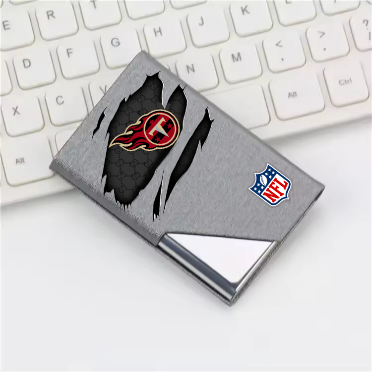 Custom Name Tennessee Titans Card Holder PU Leather Name Card Holder Card Case Stainless Steel Credit Cards Pocket V1