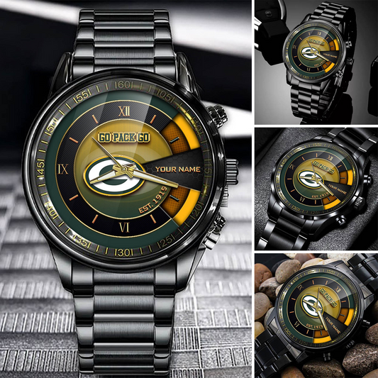 Customize Your Name GBP x NFL Black Fashion Watch Fan Gifts DDT CTND