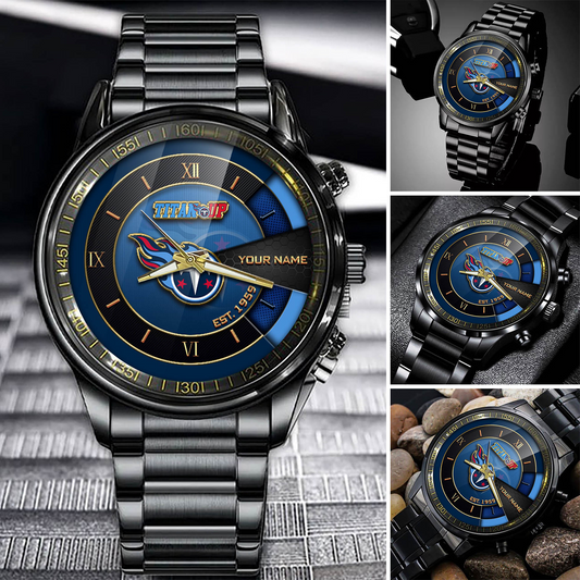 Customize Your Name TT x NFL Black Fashion Watch Fan Gifts DDT CTND