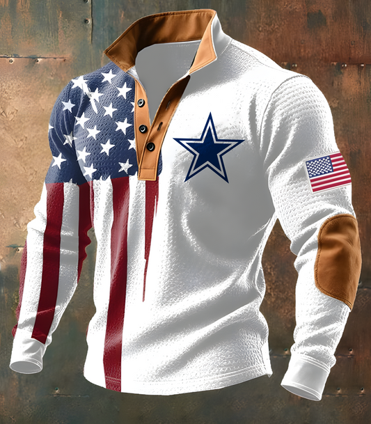 DAL X NFL Casual Flag Print Long-sleeved Sweatshirt Football Team NAK THUONGNH
