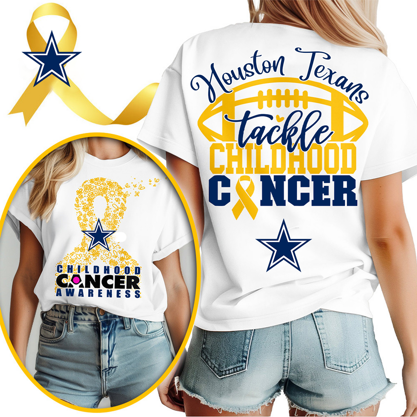 DAL X NFL Premium Childhood Cancer Awareness Month 3D Shirt DatND ThuongNH