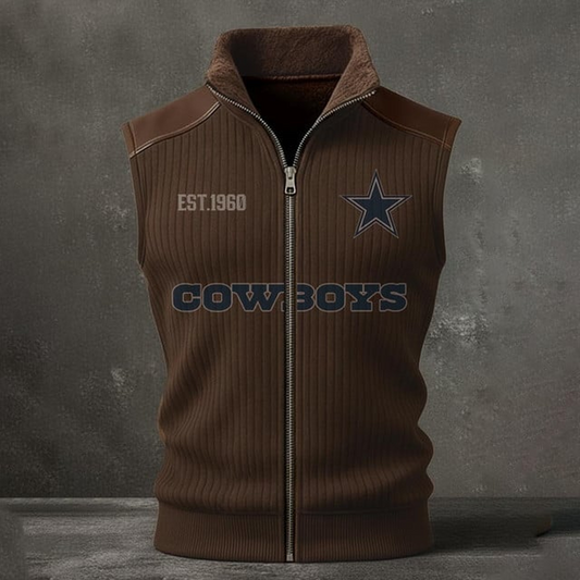 DAL X NFL Retro Knit Ribbed Sleeveless Vest Jacket V1 NAK NHT