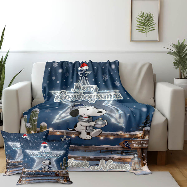 DAL x SNP Premium Christmas Fleece Blanket & Throw Pillow V1 NAK NHT