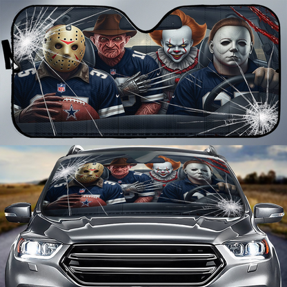 DC x NFL Horror Car Sunshade For Fan DDT CTND