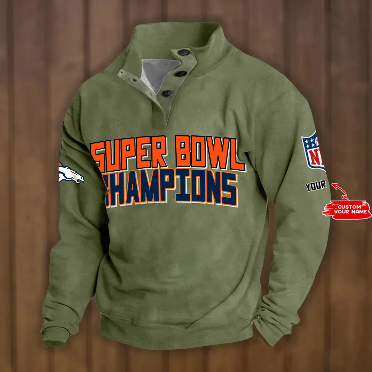 DEN x NFL Double Breasted Stand Collar Hoodies DATND TANTD