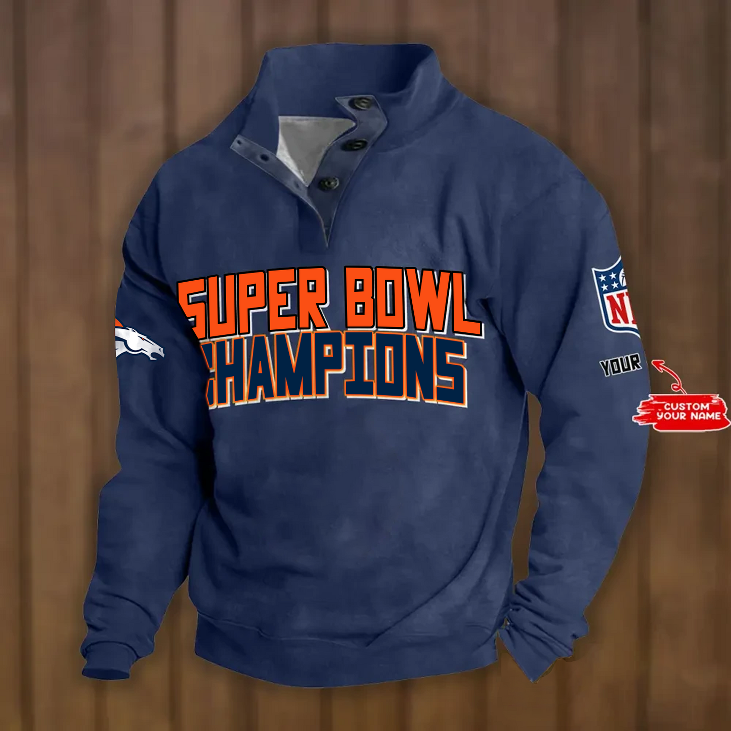 DEN x NFL Double Breasted Stand Collar Hoodies DATND TANTD