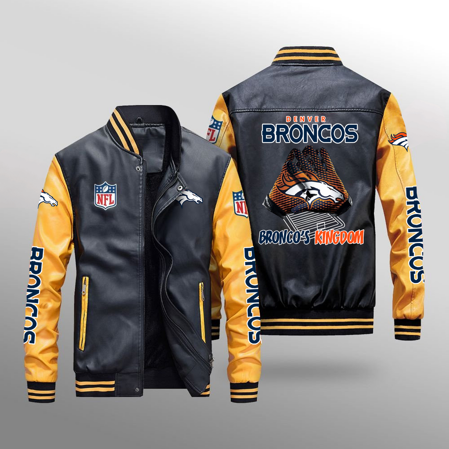 DEN x NFL Leather Bomber Jacket DATND TANTD