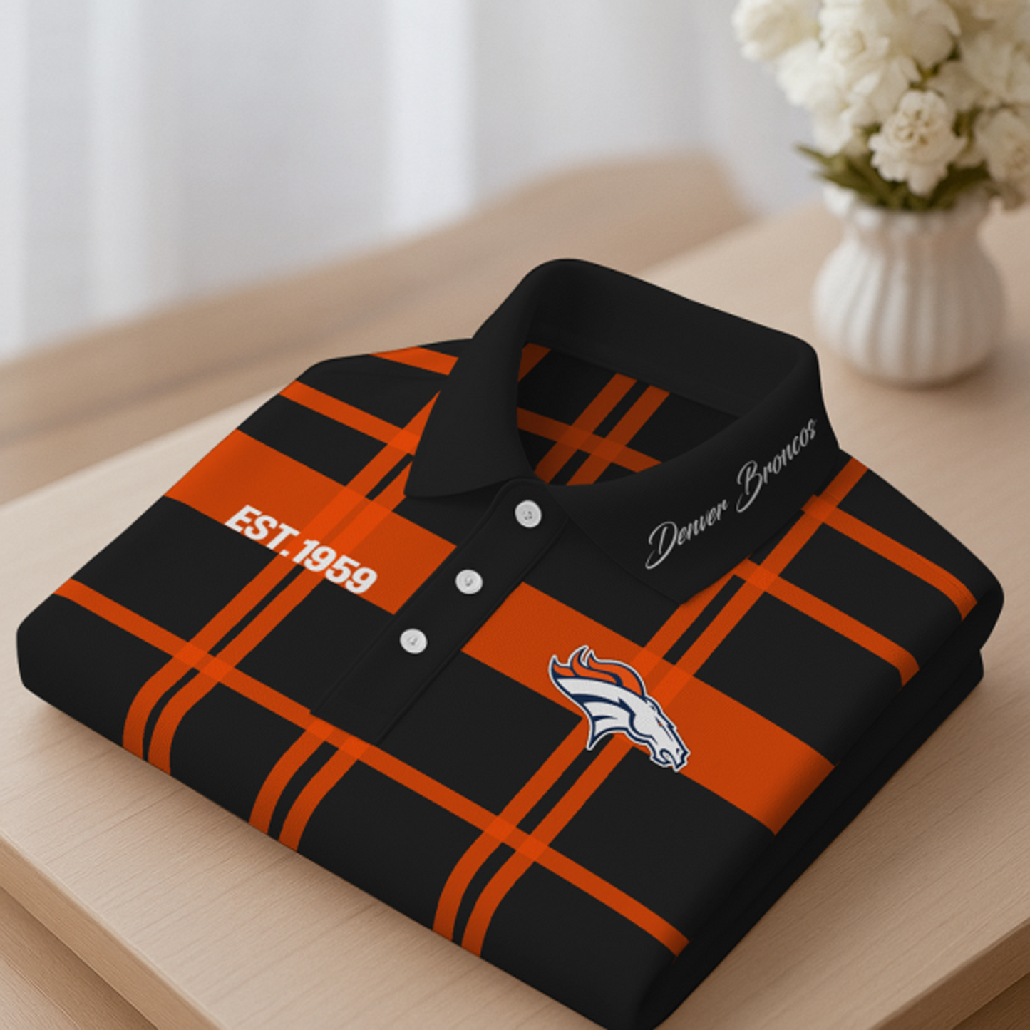 DEN X Premium NFL New Polo Long Sleeve V1 NAK NHT