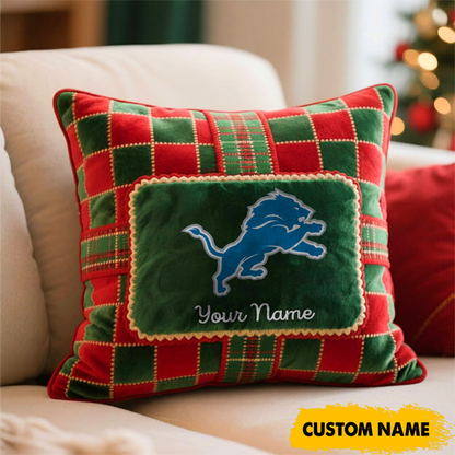 DET x NFL Christmas New Square Pillow DatND DVT