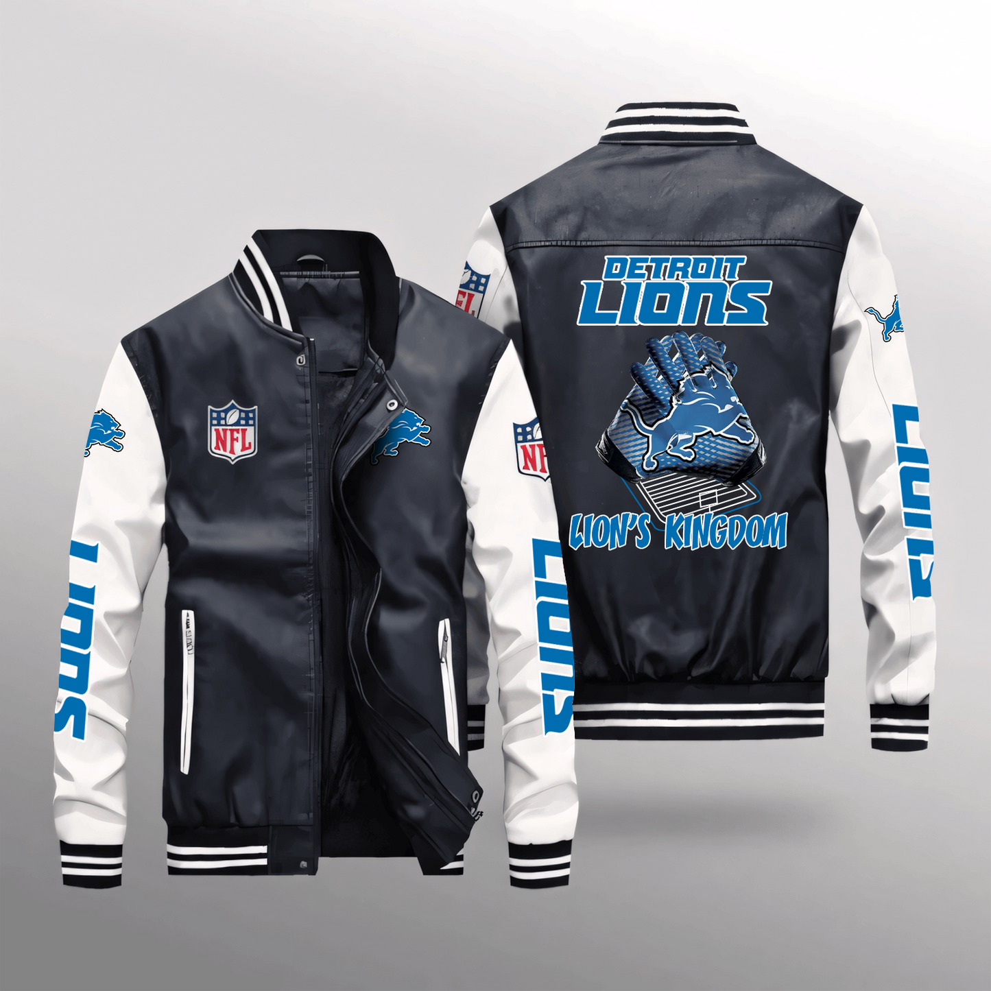 DET x NFL Leather Bomber Jacket DATND TANTD