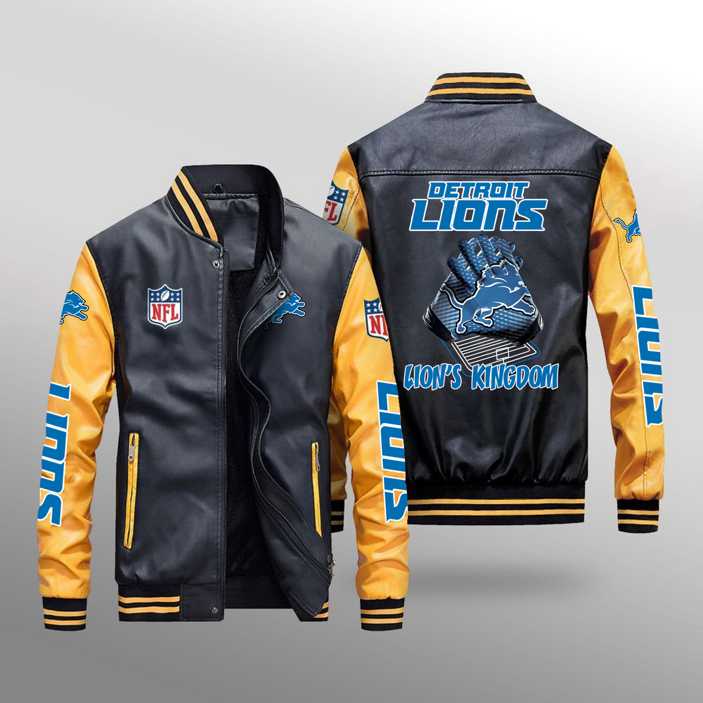 DET x NFL Leather Bomber Jacket DATND TANTD