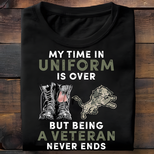 DET x NFL My Time In Uniform Is Over But Being A Veteran Never Ends 2D Shirt DatND ThuongNH