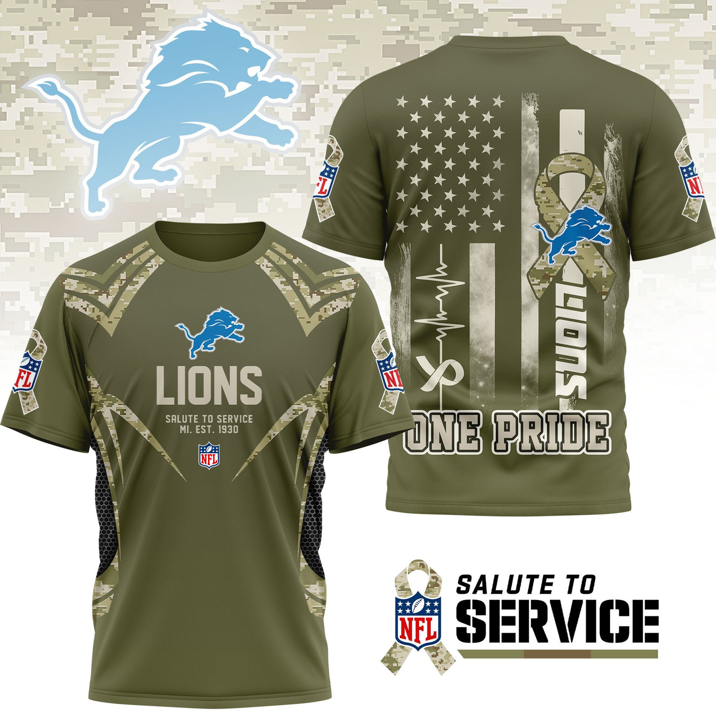 DL Premium NFL Salute to Service Camo 3D Shirt DDT CTND
