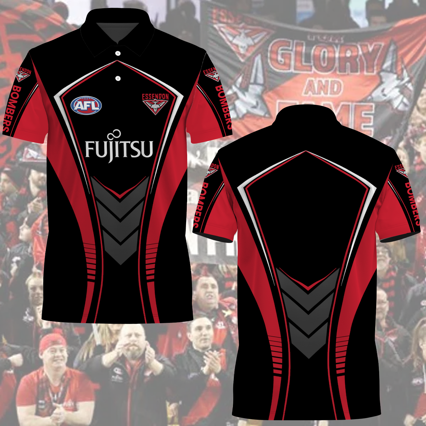 Essendon Bombers 2 AFL 2025 Polo Shirt TM NTA V1