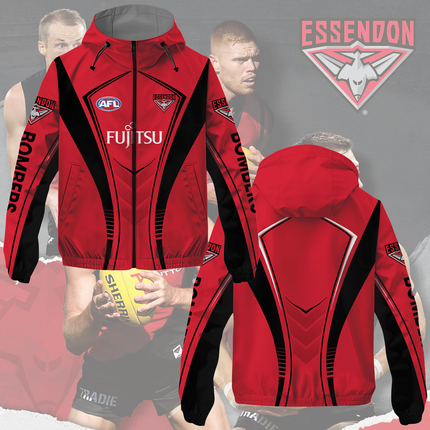 Essendon Bombers 2 AFL 2025 Windbreaker Jacket TM NTA V2