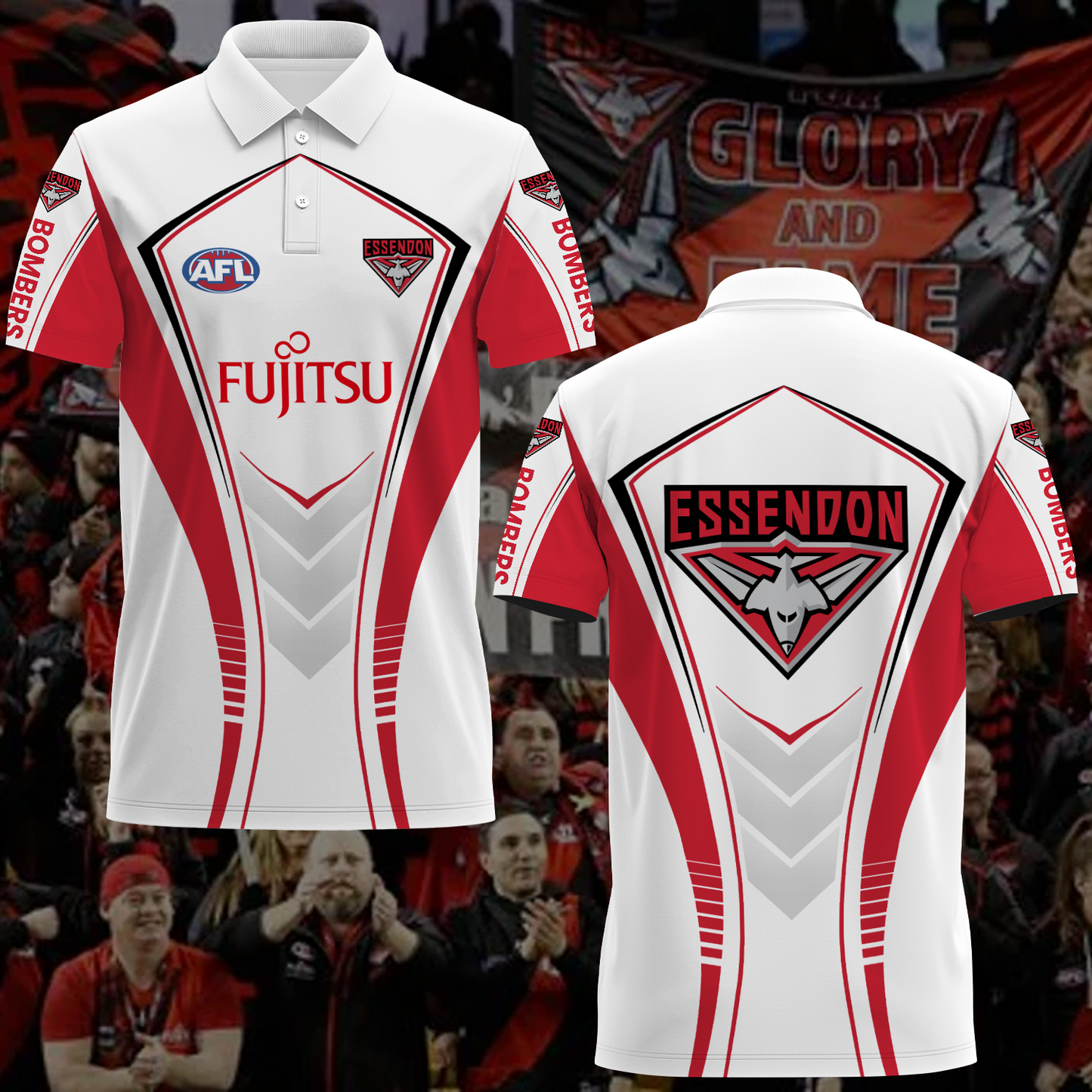 Essendon Bombers 3 AFL 2025 Polo Shirt TM NTA V1
