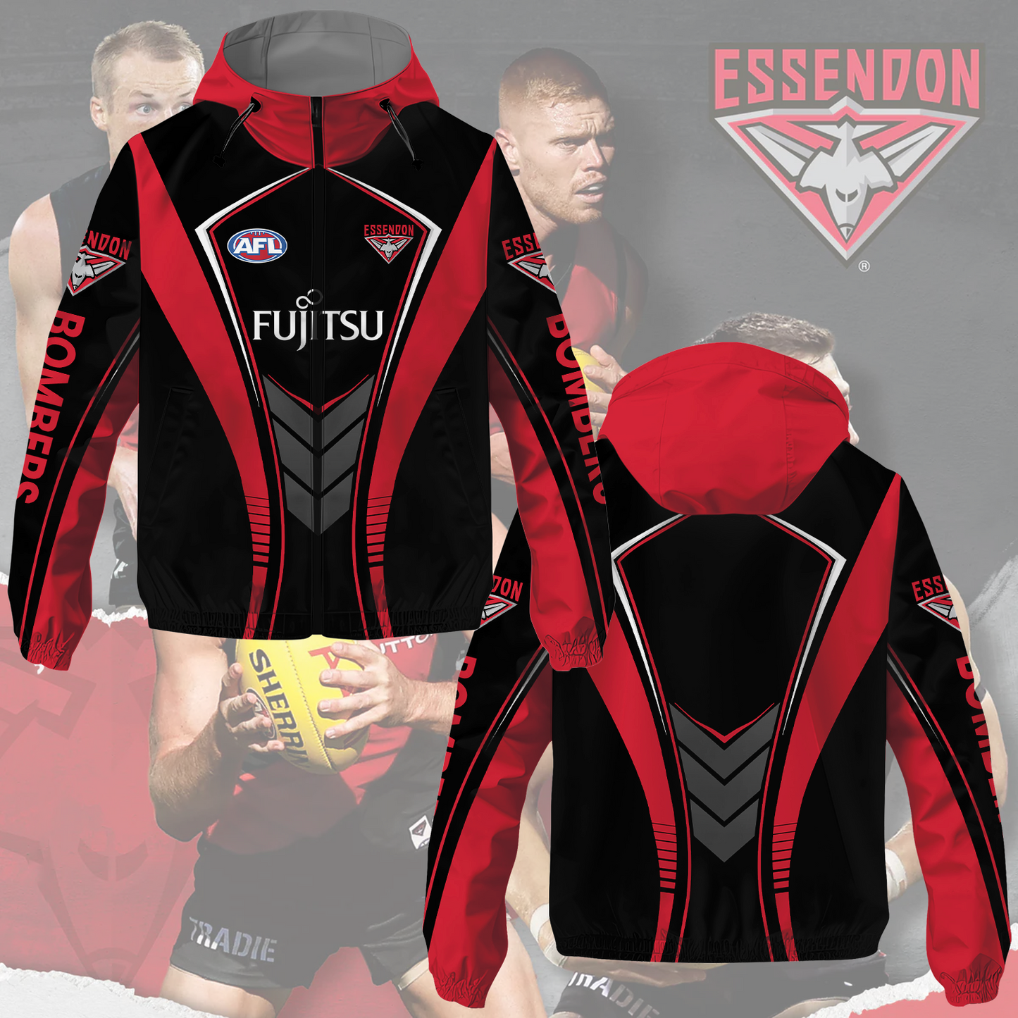 Essendon Bombers 3 AFL 2025 Windbreaker Jacket TM NTA V2