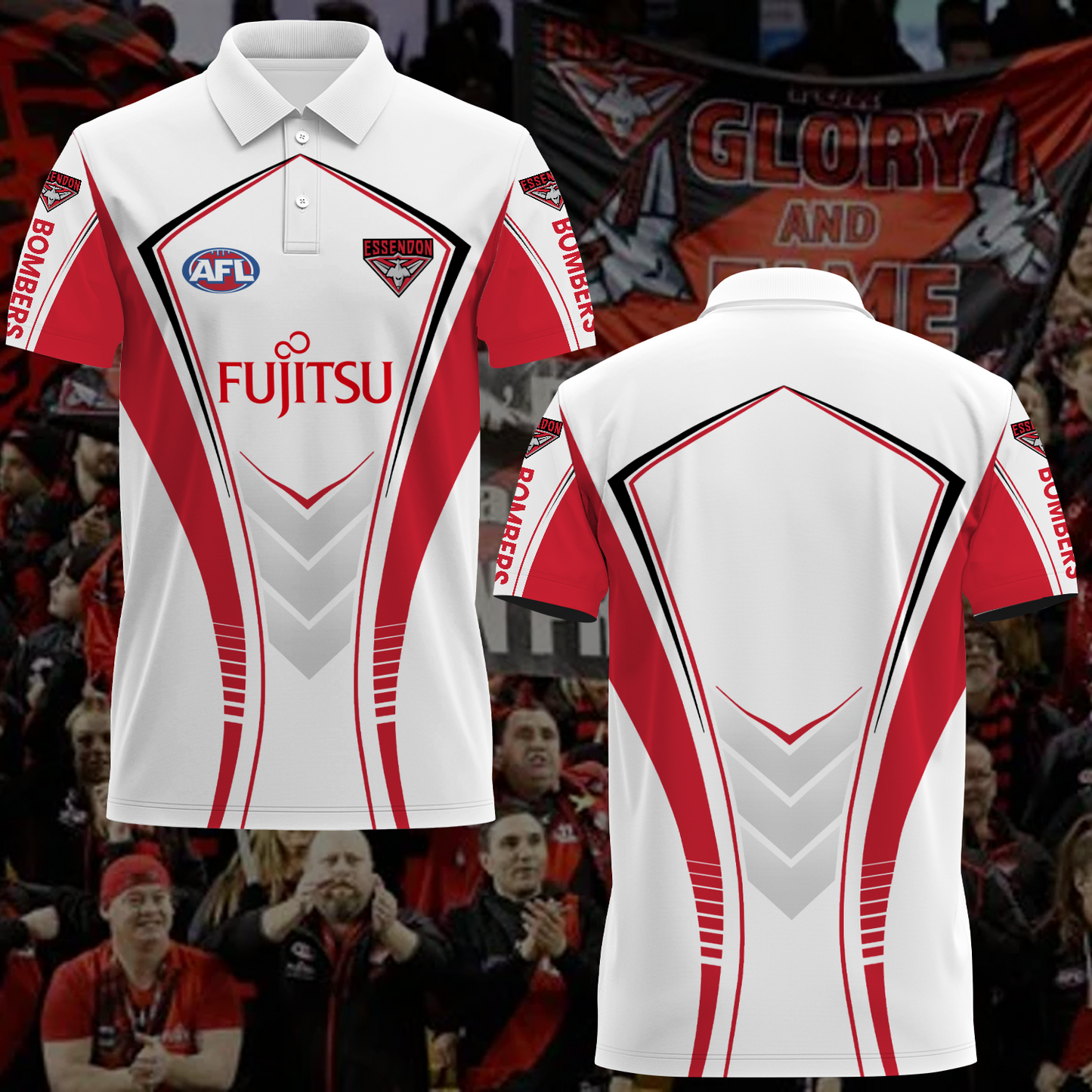 Essendon Bombers 4 AFL 2025 Polo Shirt TM NTA V1