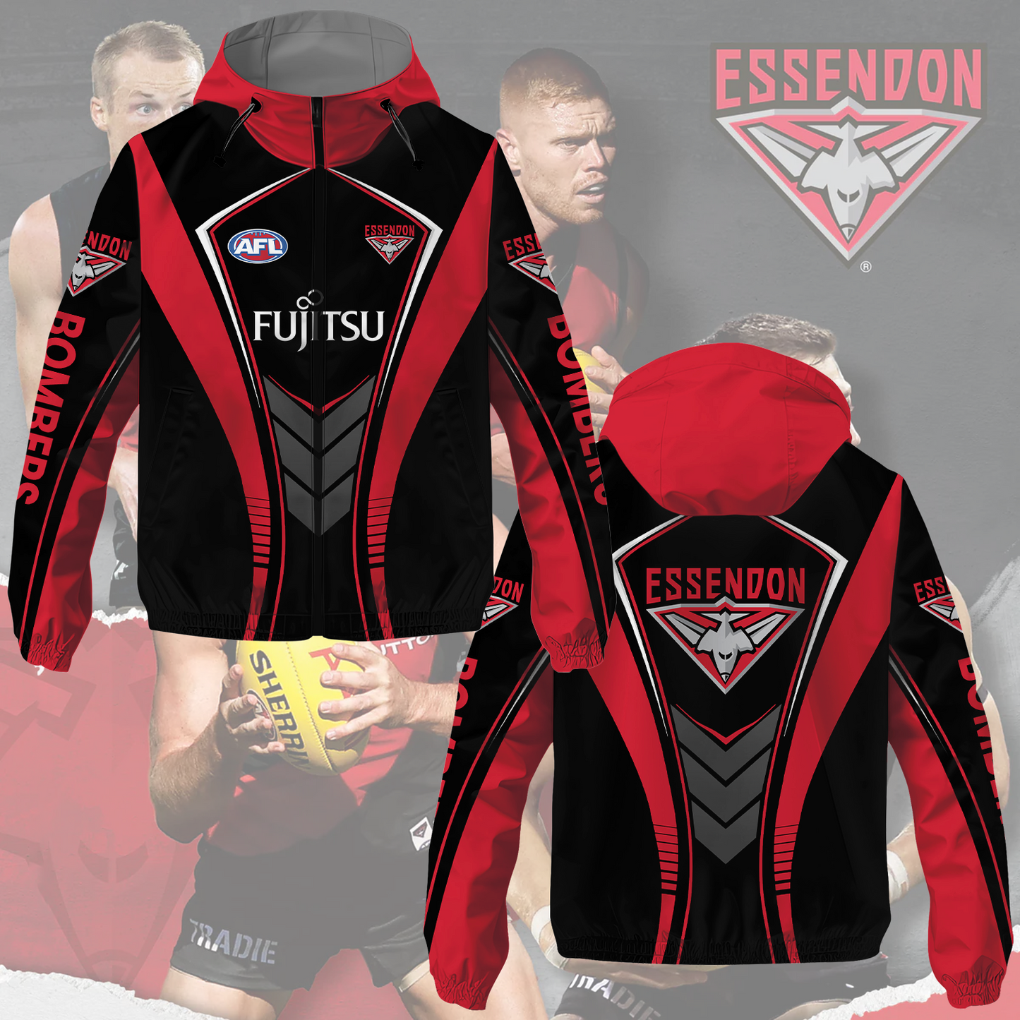 Essendon Bombers 4 AFL 2025 Windbreaker Jacket TM NTA V2
