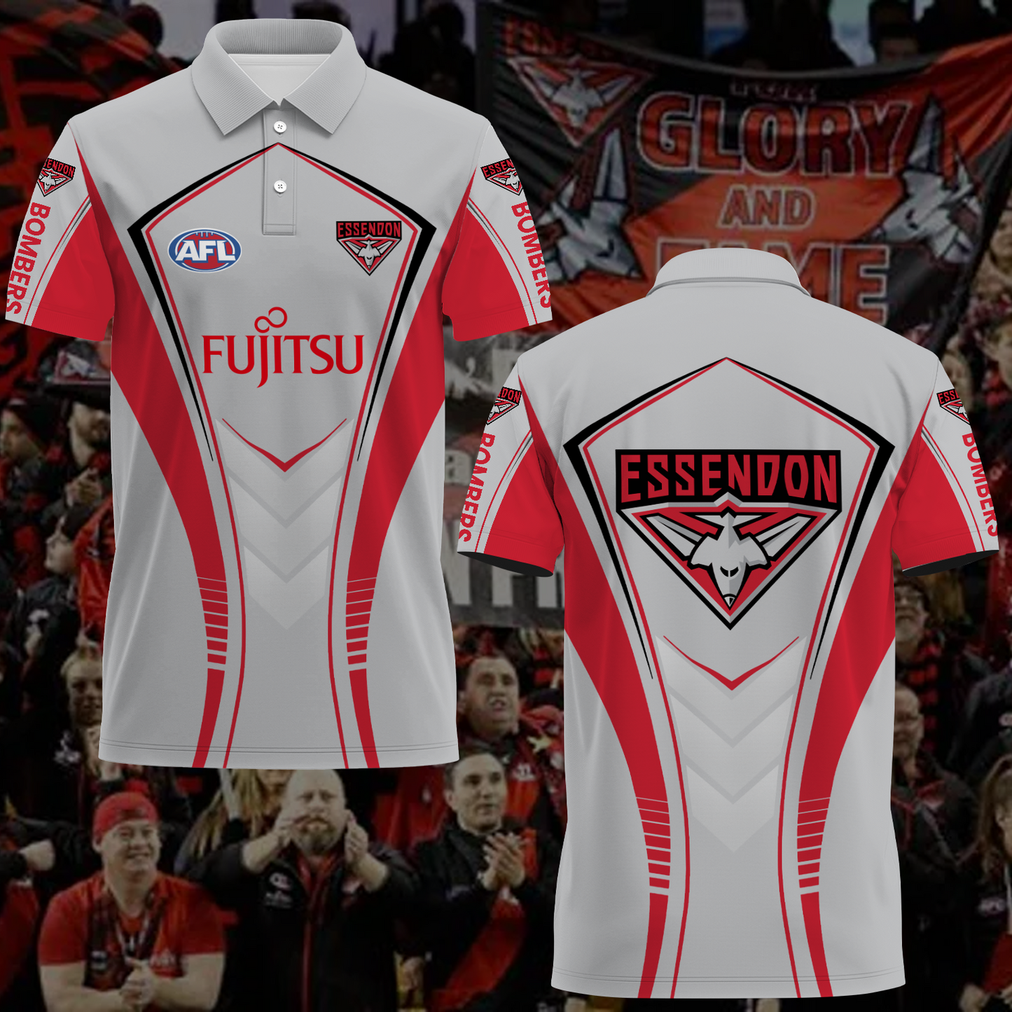 Essendon Bombers 5 AFL 2025 Polo Shirt TM NTA V1