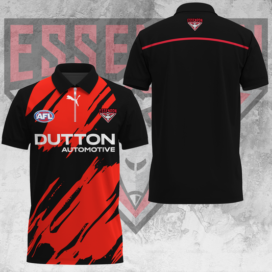 Essendon Bombers AFL 2025 Limited Edition Zip Polo Shirt TM V1