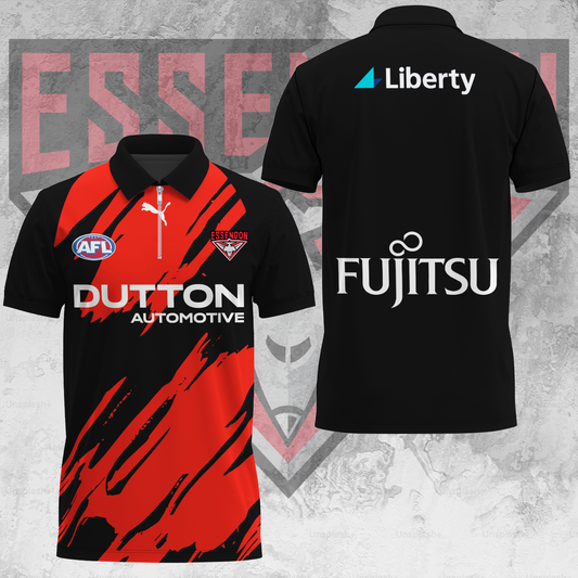 Essendon Bombers AFL 2025 Limited Edition Zip Polo Shirt TM V3