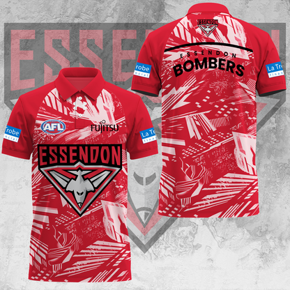 Essendon Football Club AFL 2025 Bombers Limited Edition Polo Shirt TM V2