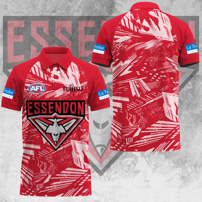 Essendon Football Club AFL 2025 Bombers Limited Edition Polo Shirt TM V4