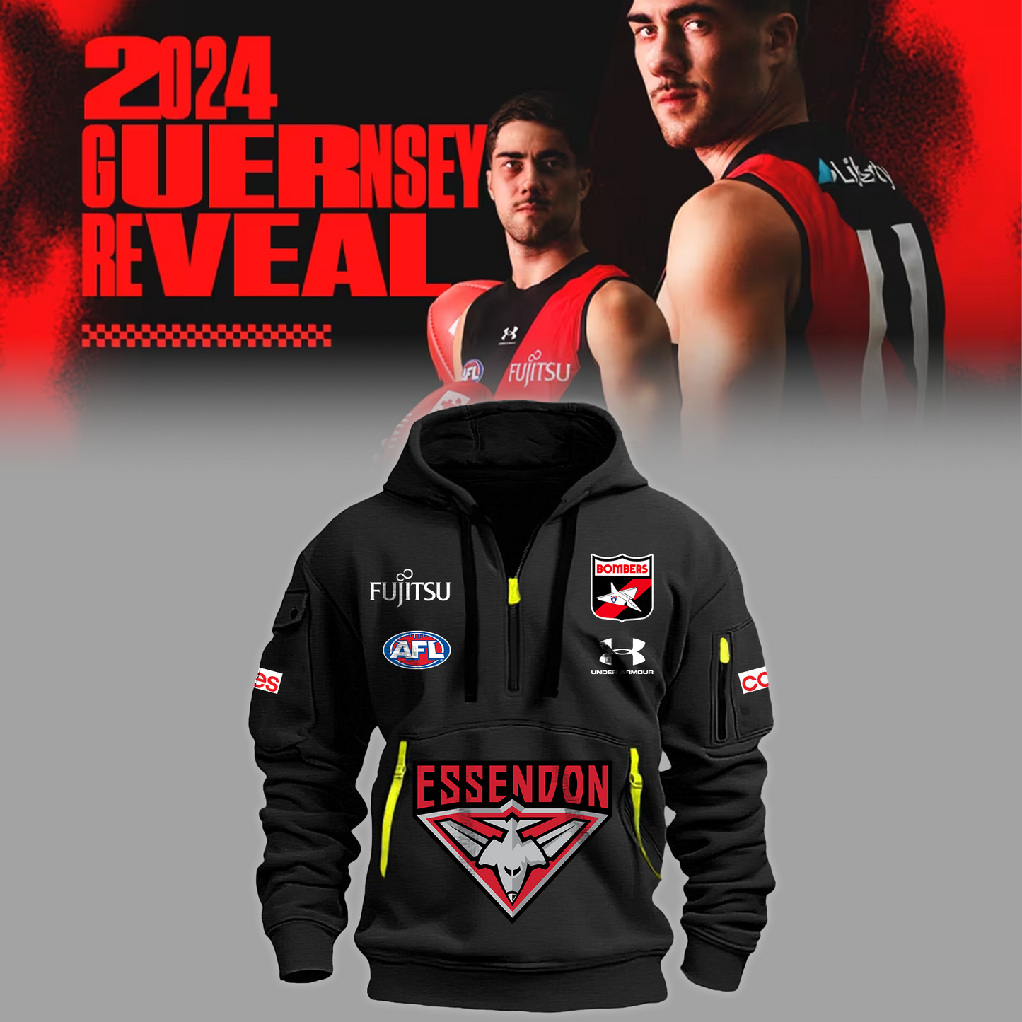 Essendon Football Club AFL Be A Bomber Limited Edition Zipper Hoodie TM V1