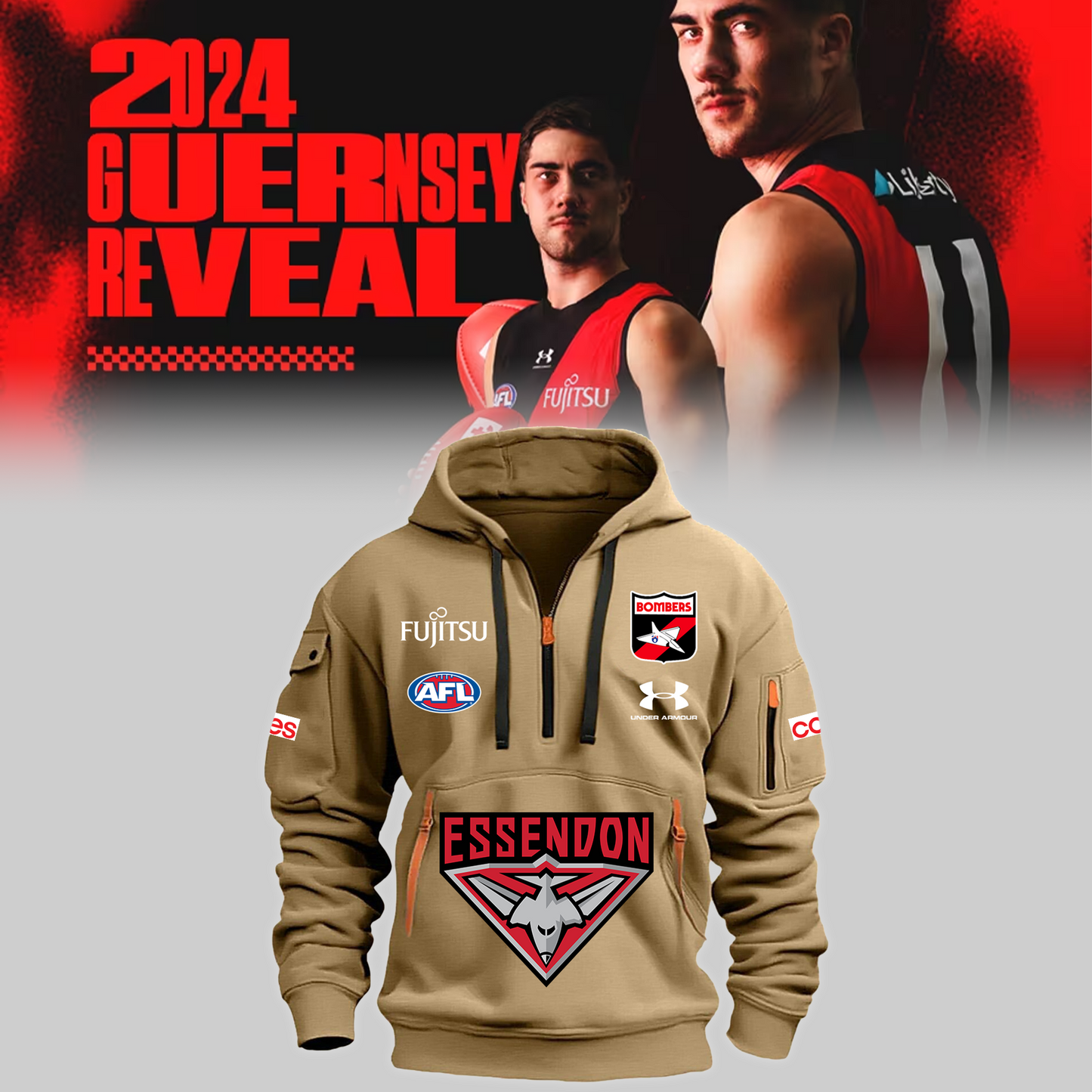 Essendon Football Club AFL Be A Bomber Limited Edition Zipper Hoodie TM V5