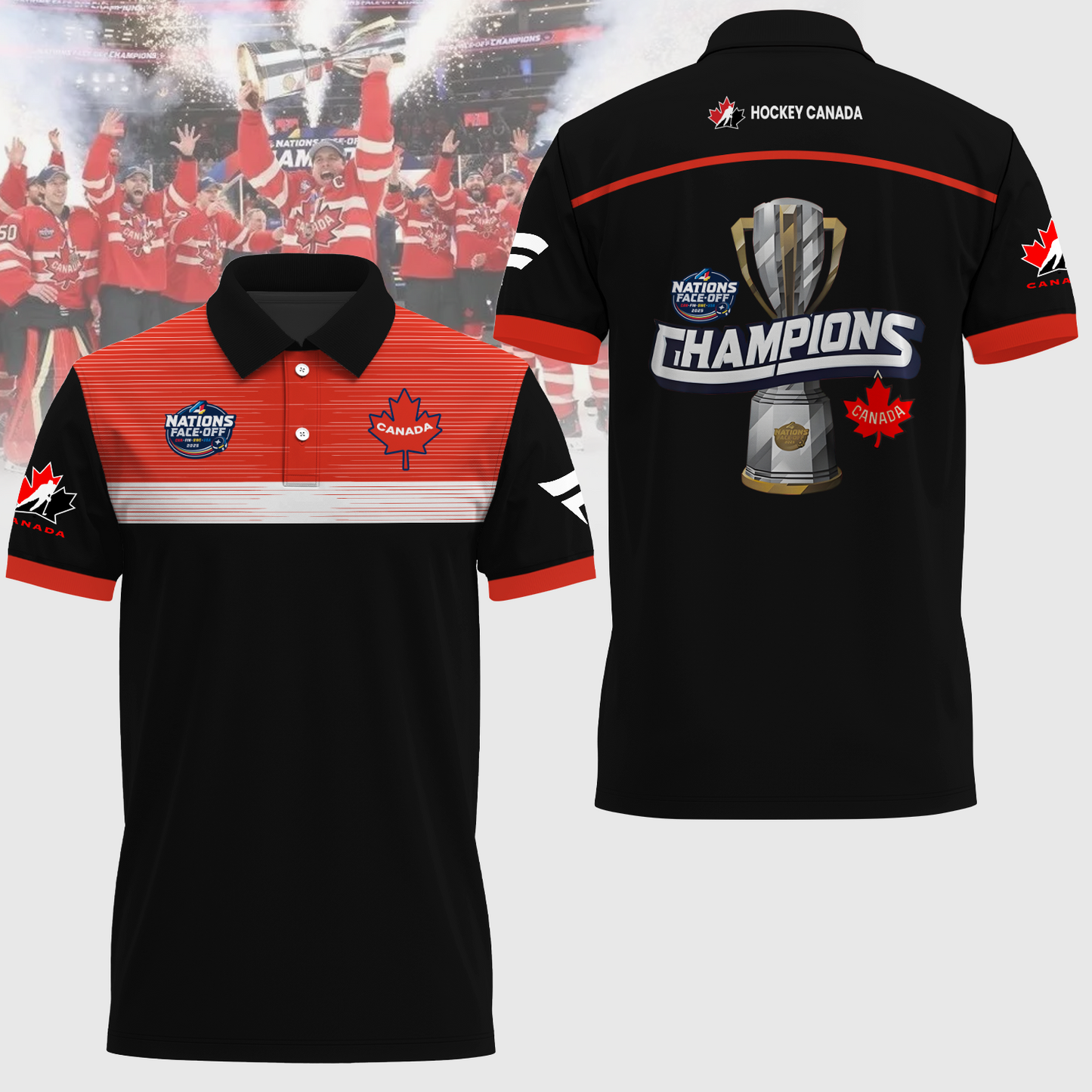 FACE-OFF CHAMPIONS Canada Men's National Ice Hockey Team Limited Edioton Polo Shirt TM - Super Savings When Buying Combo V10
