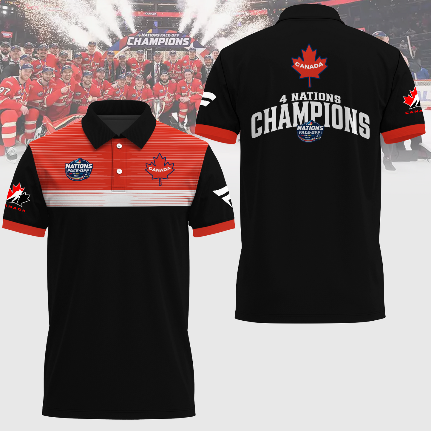 FACE-OFF CHAMPIONS Canada Men's National Ice Hockey Team Limited Edioton Polo Shirt TM - Super Savings When Buying Combo V11
