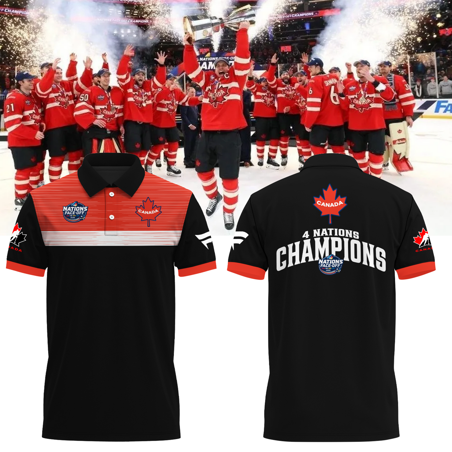 FACE-OFF CHAMPIONS Canada Men's National Ice Hockey Team Limited Edioton Polo Shirt TM - Super Savings When Buying Combo V9