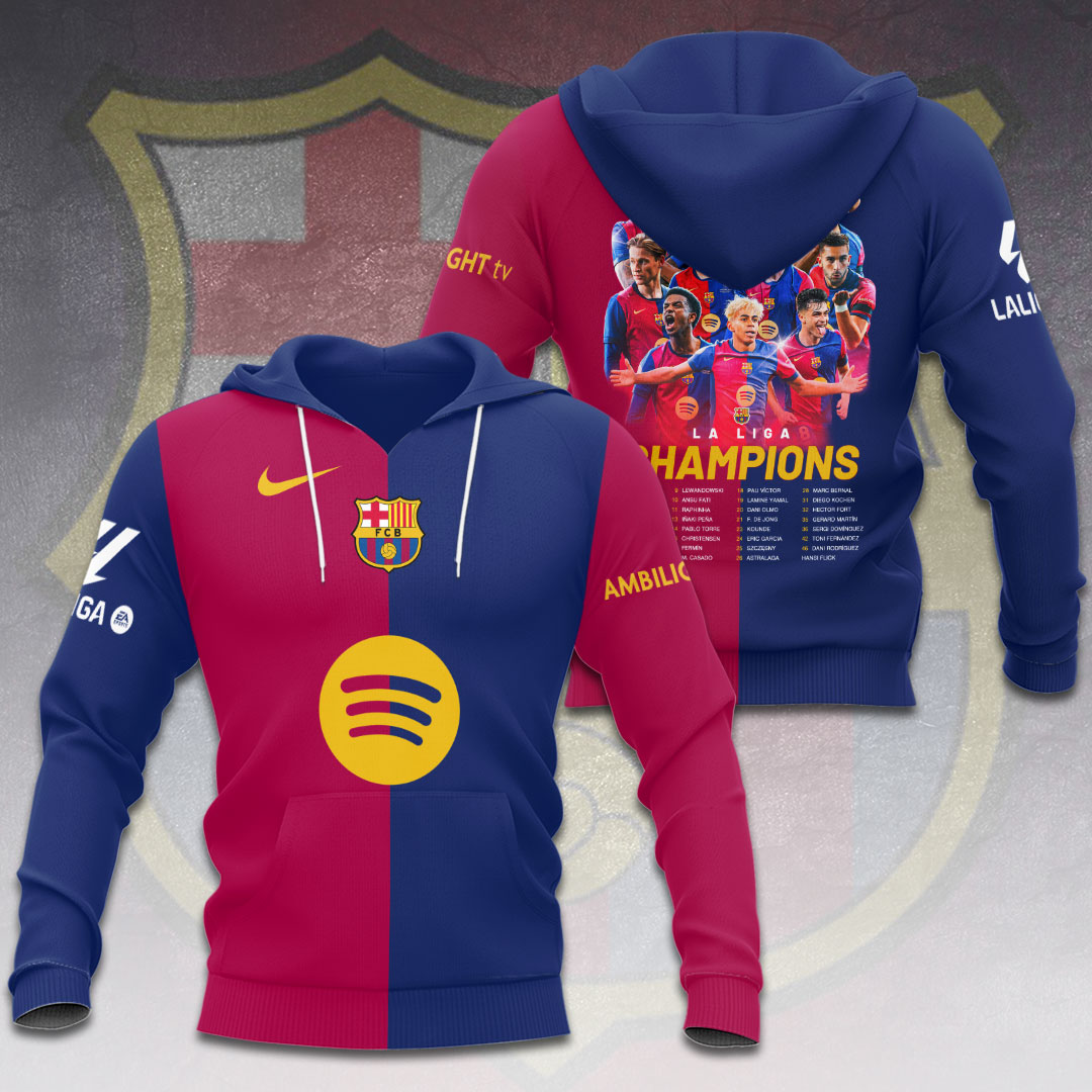FC Barcelona LA LIGA CHAMPIONS 202425 Hoodie TM NTA V5