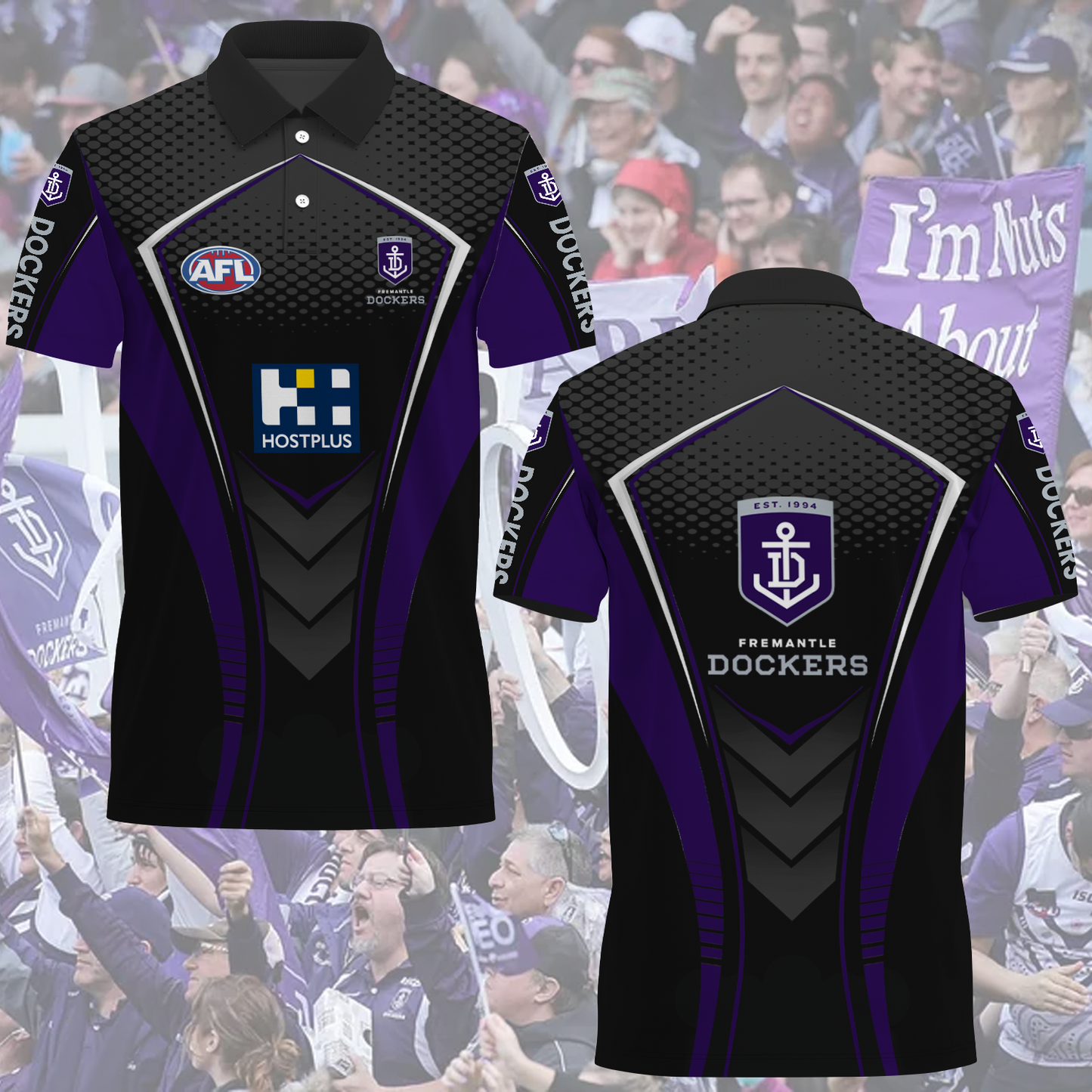 Fremantle Dockers AFL 2025 Polo Shirt TM NTA V1