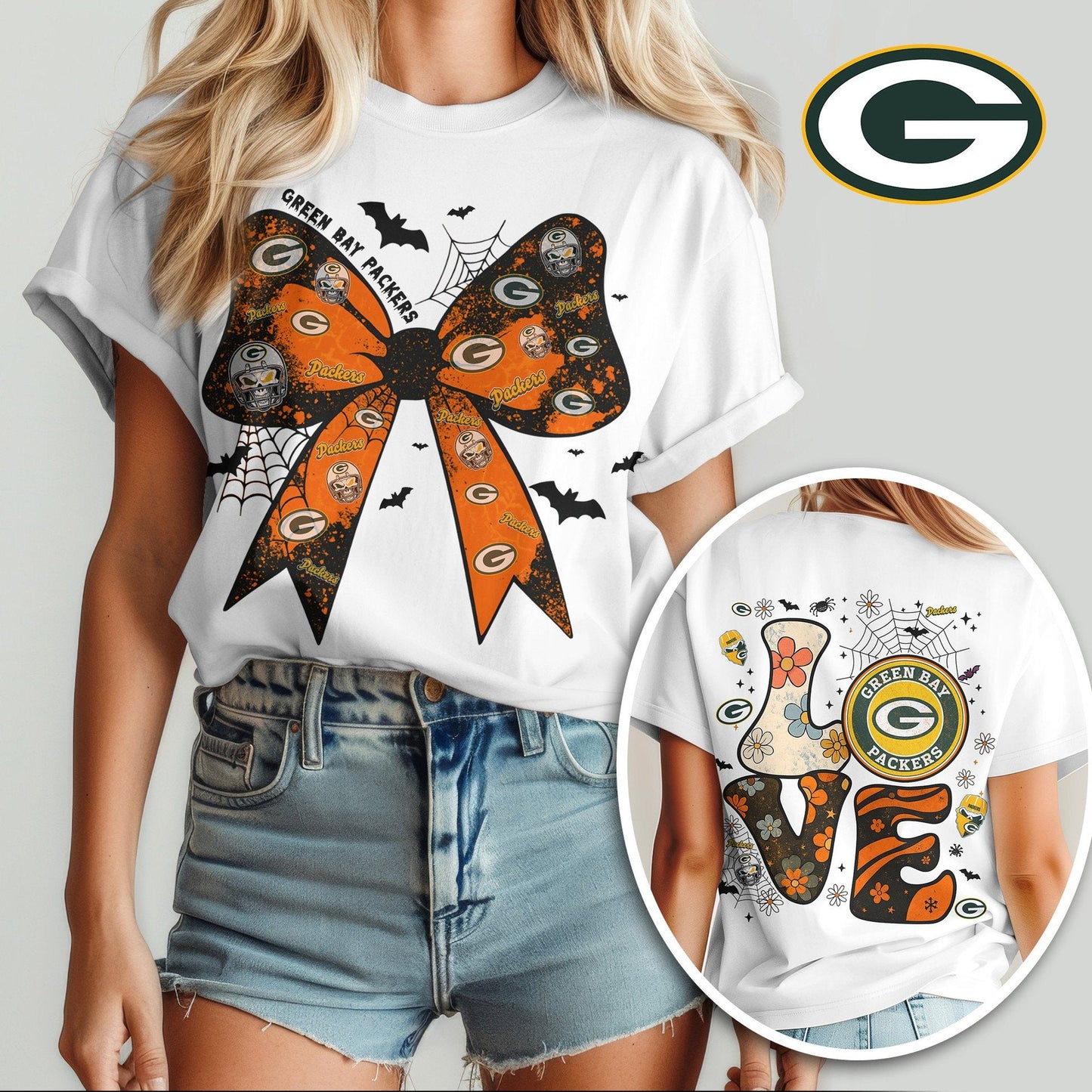 GB x NFL Halloween Bow 3D Shirt 0409 DatND DVT