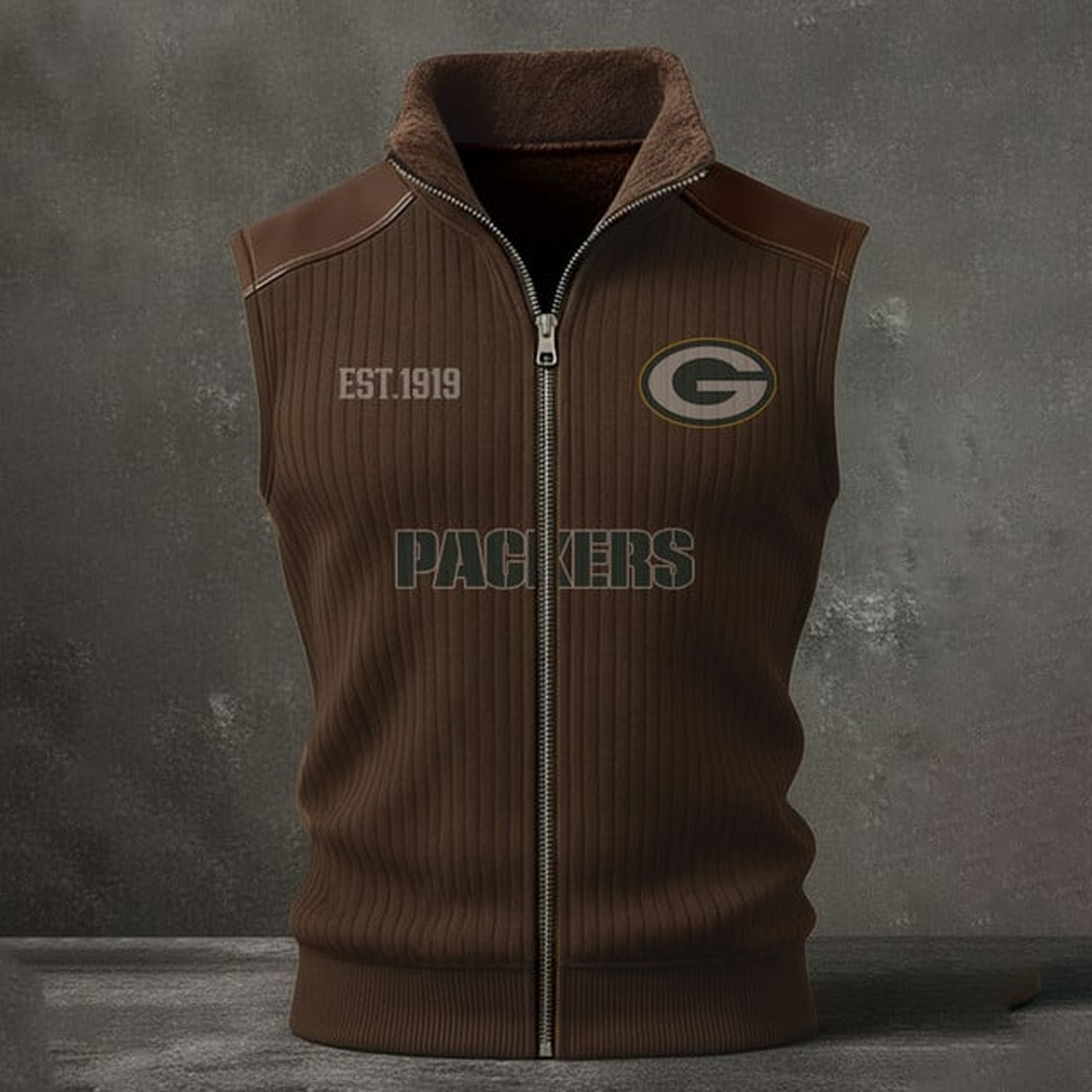 GB X NFL Retro Knit Ribbed Sleeveless Vest Jacket V1 NAK NHT