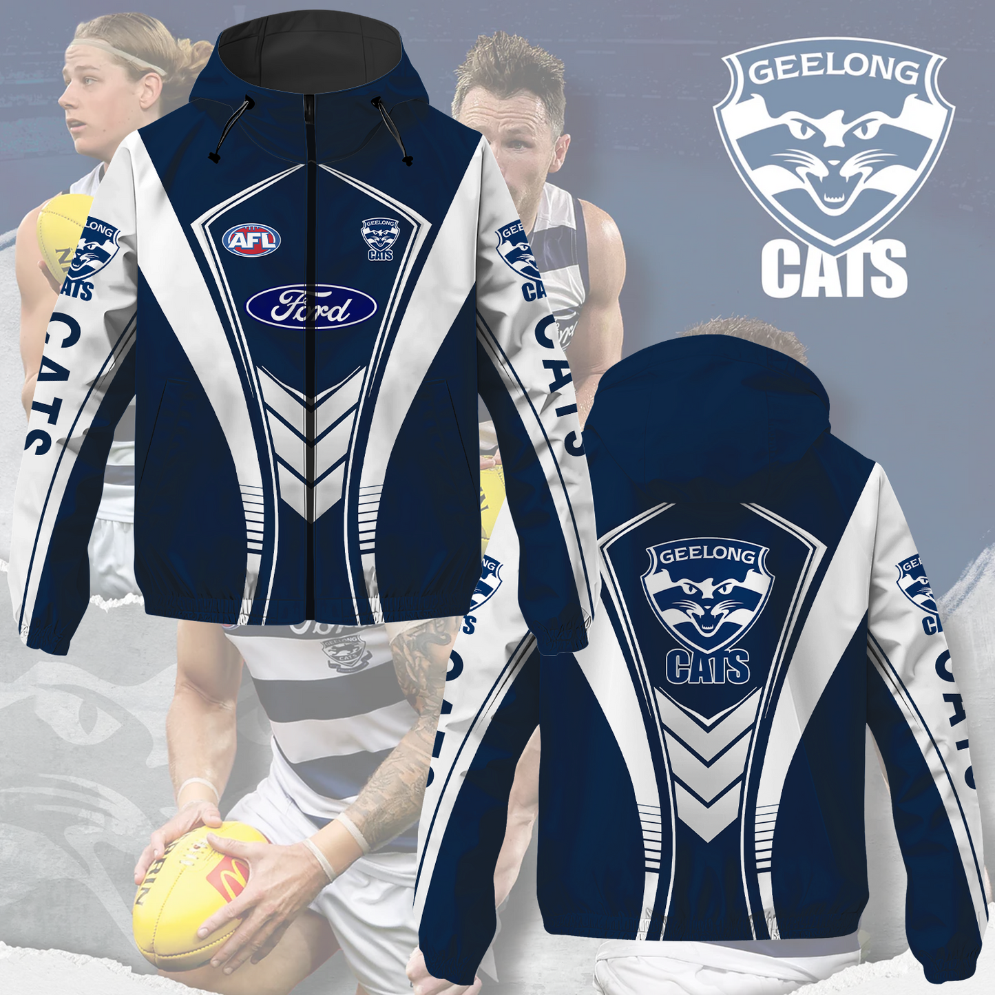 Geelong Cats 3 AFL 2025 Windbreaker Jacket TM NTA V2