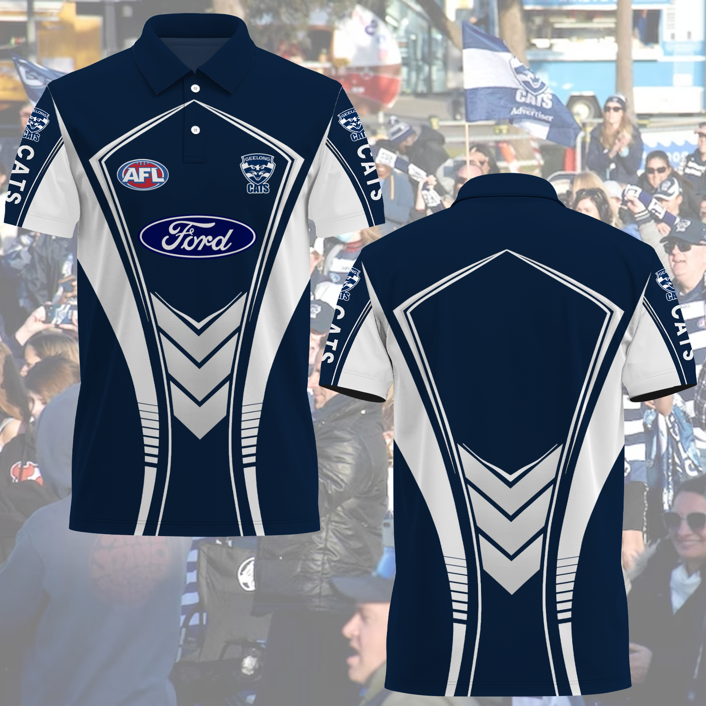 Geelong Cats 4 AFL 2025 Polo Shirt TM NTA V1
