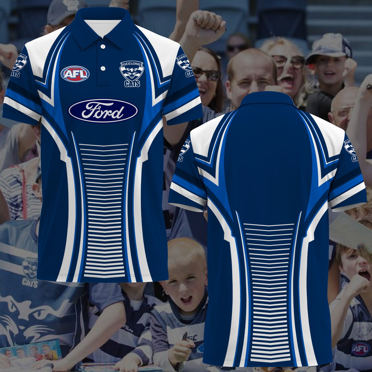 Geelong Cats AFL 2025 We Fly As One Polo Shirt TM NTA V2