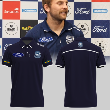 Geelong Football Club AFL 2025 Cats One In Hoops Limited Edition Polo Shirt TM V24