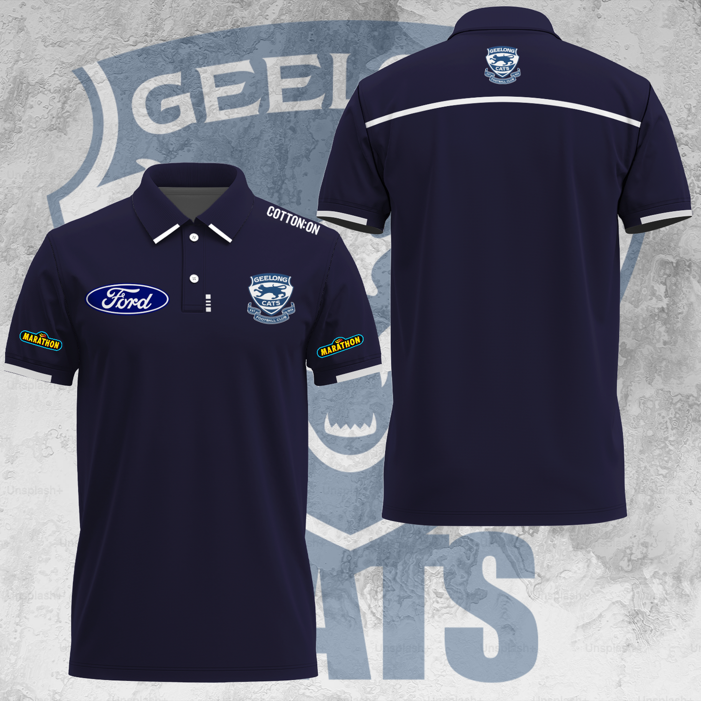 Geelong Football Club AFL 2025 Cats One In Hoops Limited Edition Polo Shirt TM V25