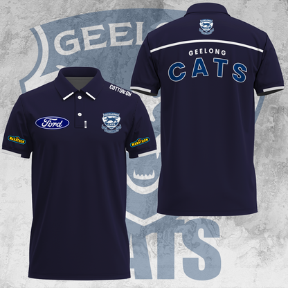 Geelong Football Club AFL 2025 Cats One In Hoops Limited Edition Polo Shirt TM V26