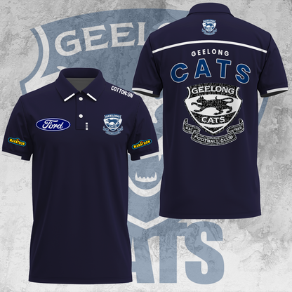 Geelong Football Club AFL 2025 Cats One In Hoops Limited Edition Polo Shirt TM V27