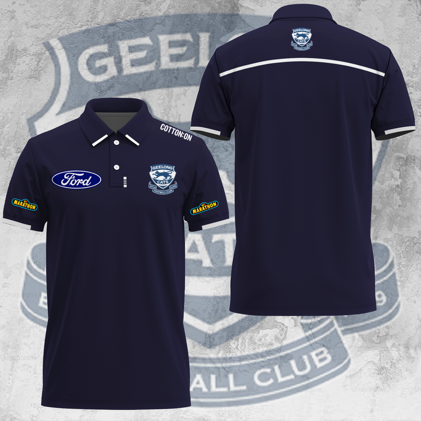 Geelong Football Club AFL 2025 Cats One In Hoops Limited Edition Polo Shirt TM V30