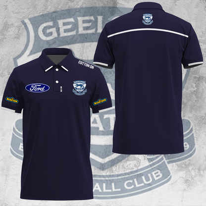 Geelong Football Club AFL 2025 Cats One In Hoops Limited Edition Polo Shirt TM V30