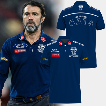Geelong Football Club AFL 2025 Cats One In Hoops Limited Edition Polo Shirt TM V32